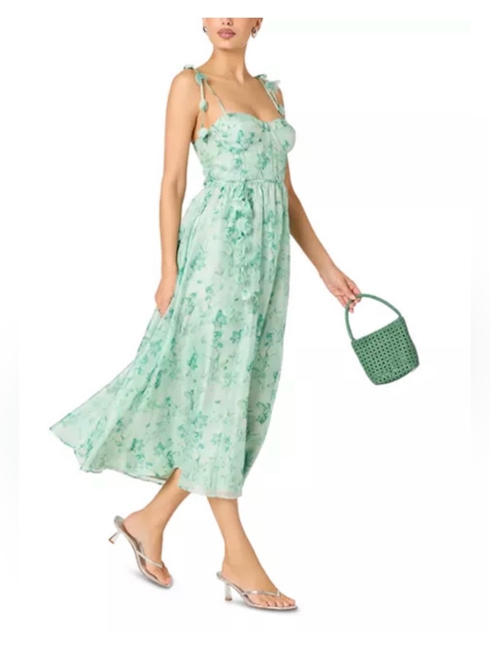 ASTR the Label Halcyon Floral Dress Green & White